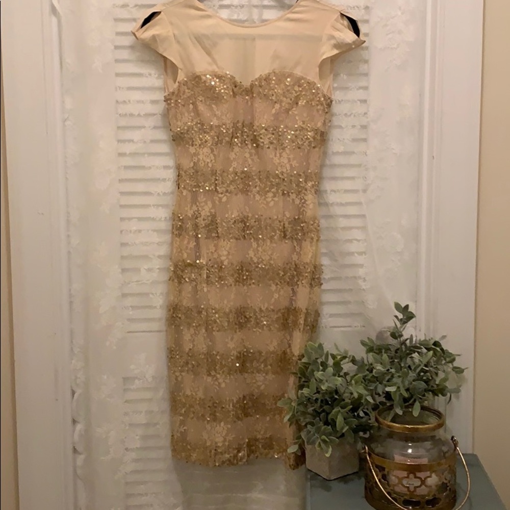 Antonio Melani Gold Sequin Cocktail Dress